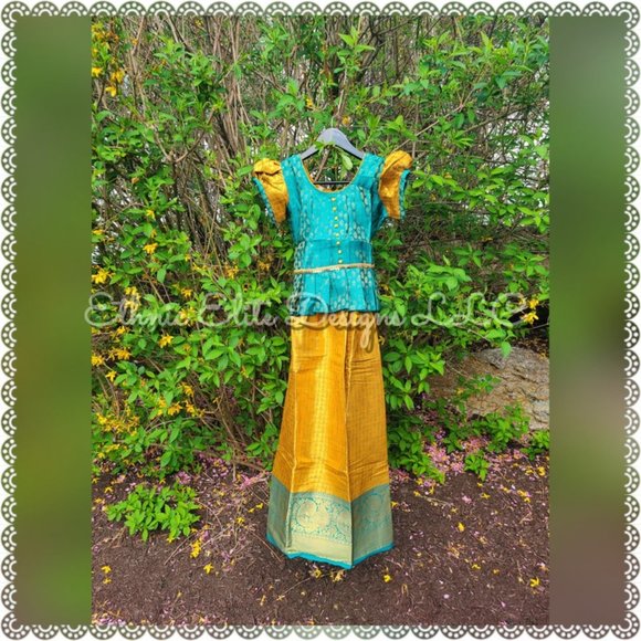 New Semi Silk Traditional Pavadai Sattai - South Indian Banarasi Lehenga… - Picture 6 of 11